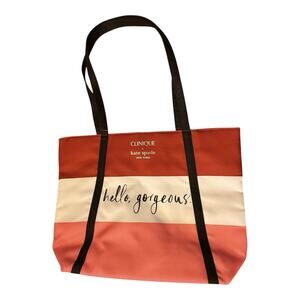 Clinique x Kate Spade Shopping Shoulder Travel Tote Large Red/White/Pink Bag NWT